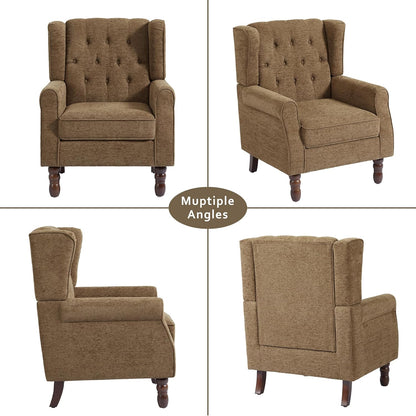 Lumibee High Back Accent Chair,Upholstered Wingback Armchair with Solid Wood Legs for Small
