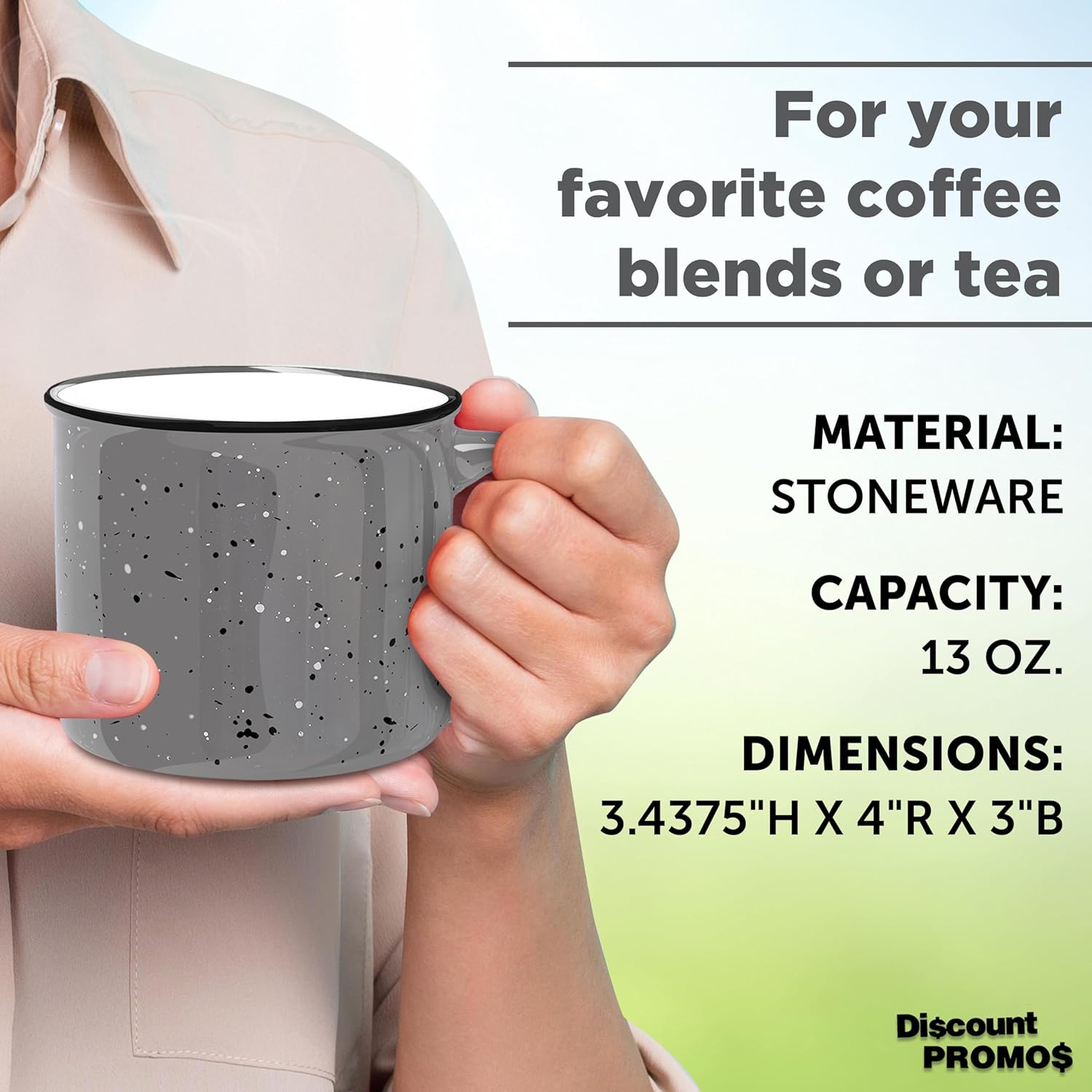 DISCOUNT PROMOS Ceramic Campfire Coffee Mugs 13 oz. Set of 10, Bulk Pack - Perfect for Tea