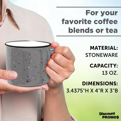 DISCOUNT PROMOS Ceramic Campfire Coffee Mugs 13 oz. Set of 10, Bulk Pack - Perfect for Tea