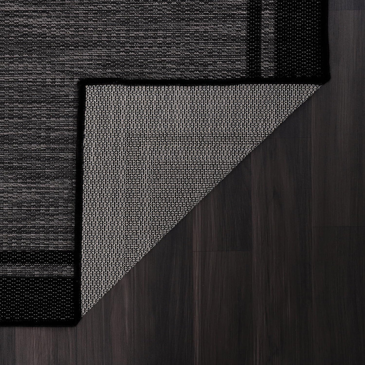 CAMILSON Indoor Outdoor Rug, 5x7 Bordered Dark Grey Black Modern Area Rugs for Indoor and Outdoor