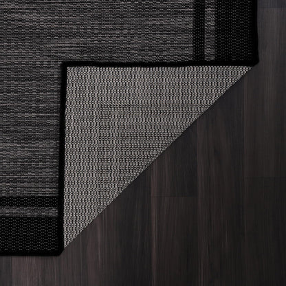 CAMILSON Indoor Outdoor Rug, 5x7 Bordered Dark Grey Black Modern Area Rugs for Indoor and Outdoor