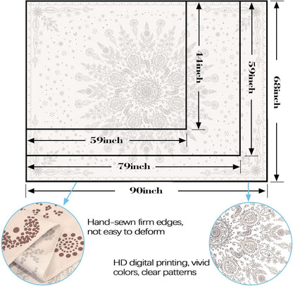 Lunerfex Boho Floral Tapestry Mandala Wall Tapestry, Cute Tapestries for Bedroom Beige Flower