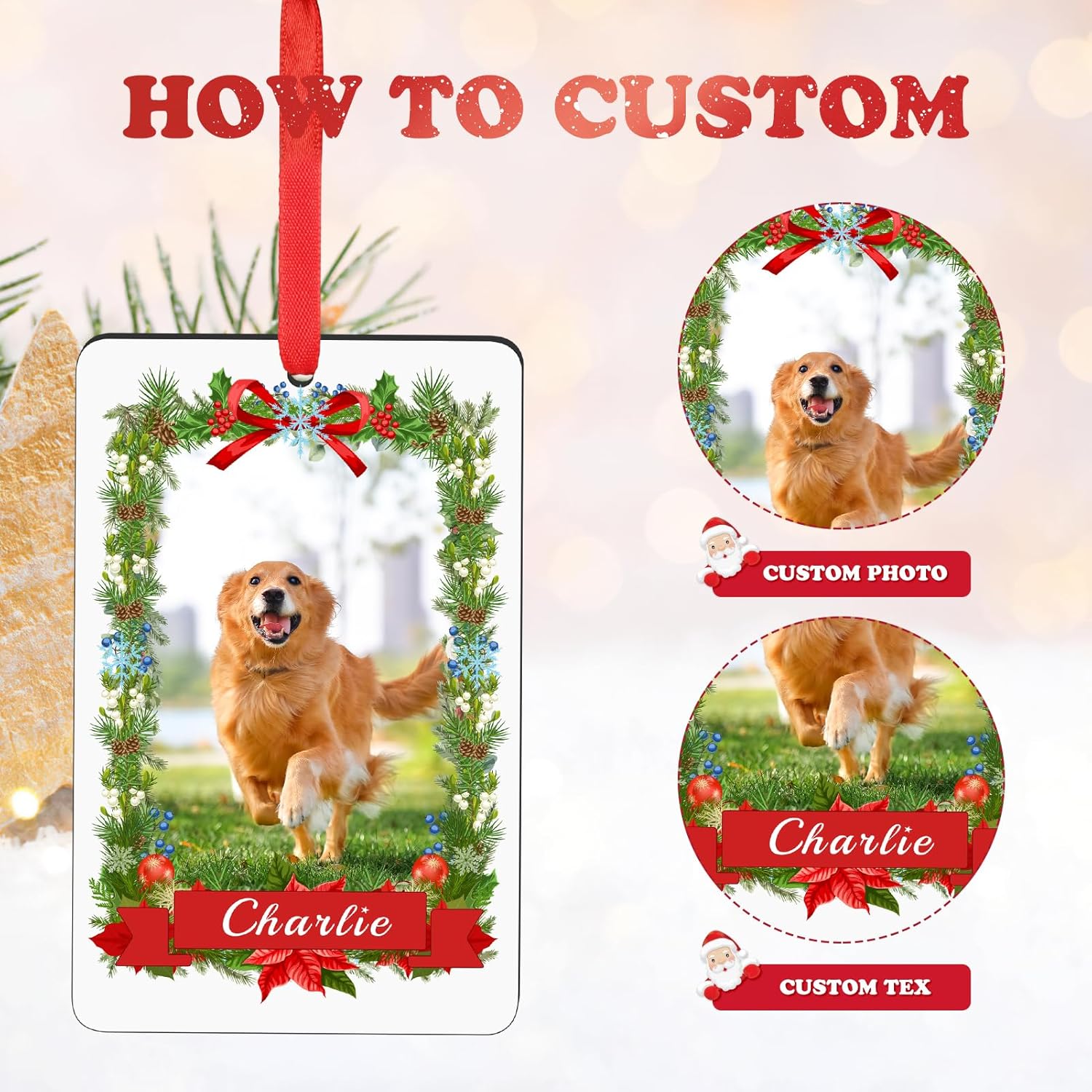 Personalized Christmas Ornament 2025 - Custom Dog Photo & Name, 1st Xmas Gift for Pet Lovers
