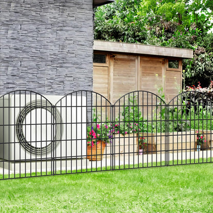 Metal Garden Fence 36in (H) x 11.7ft (L), 5 Panels +6 Stakes Dog Fence Border Fence Animal Barrier