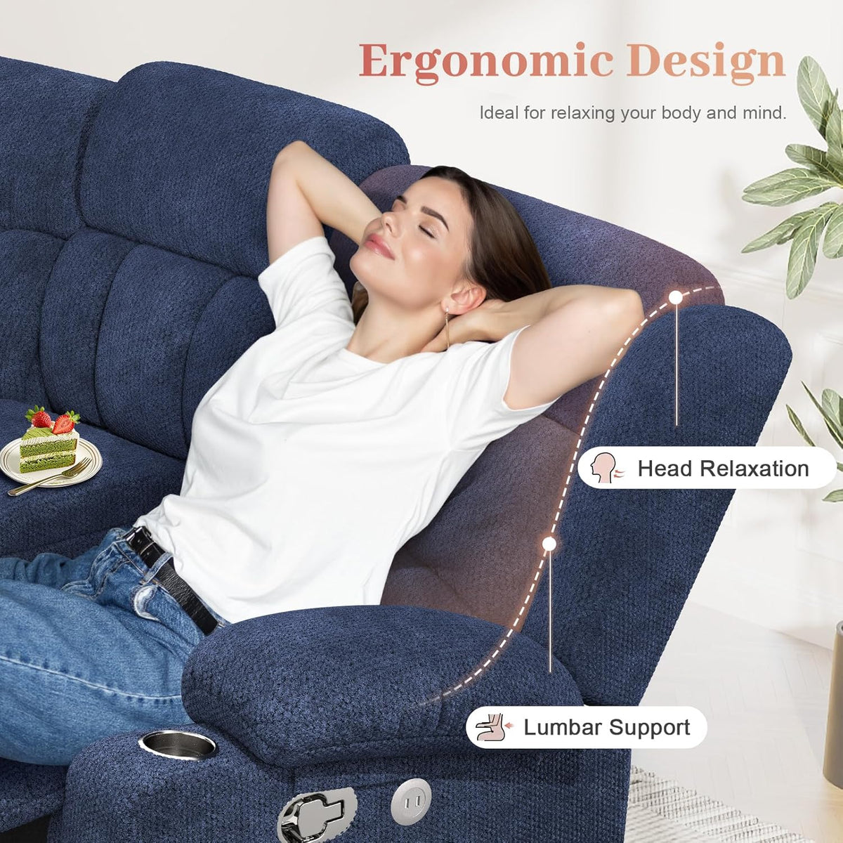 Recliner Sofa Set with 2+1+1 Pieces, Fabric Manual Pull Tab Reclining Loveseat with Storage