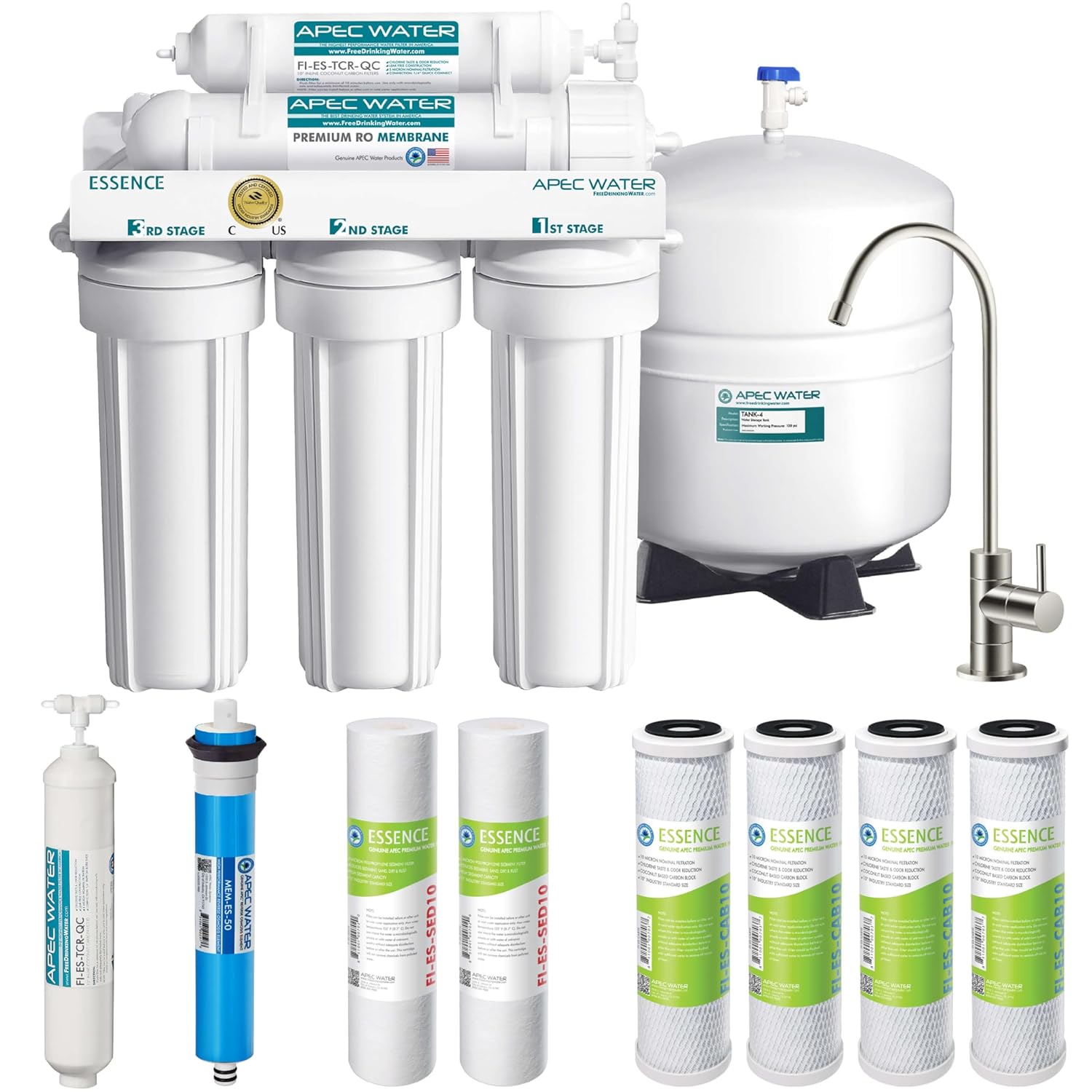 APEC Water Systems ROES-50 Essence Series Top Tier 5-Stage WQA Certified Ultra Safe Reverse Osmosis