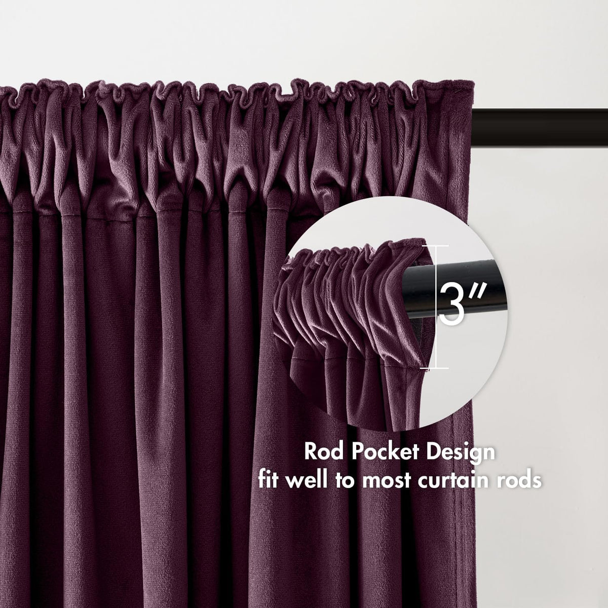 MIULEE Purple Orchid Velvet Curtains Thermal Insulated Blackout Curtain Drapes for Bedroom Living