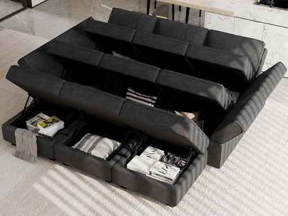 Belffin Modular Sectional Sleeper Sofa Couch with Storage Ottoman Convertible Sectional Couches for