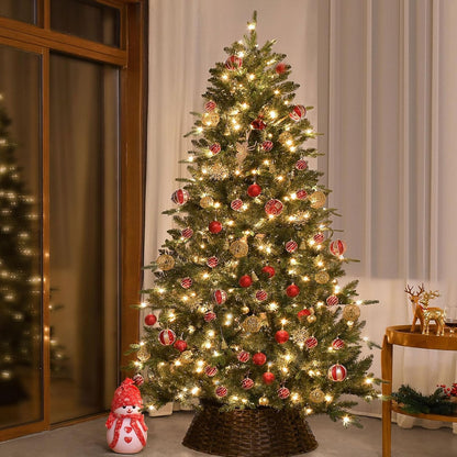 4FT Pre-Lit Artificial Christmas Tree with 628 PE&PVC Mixed Branch Tips, 200 Warm White Lights