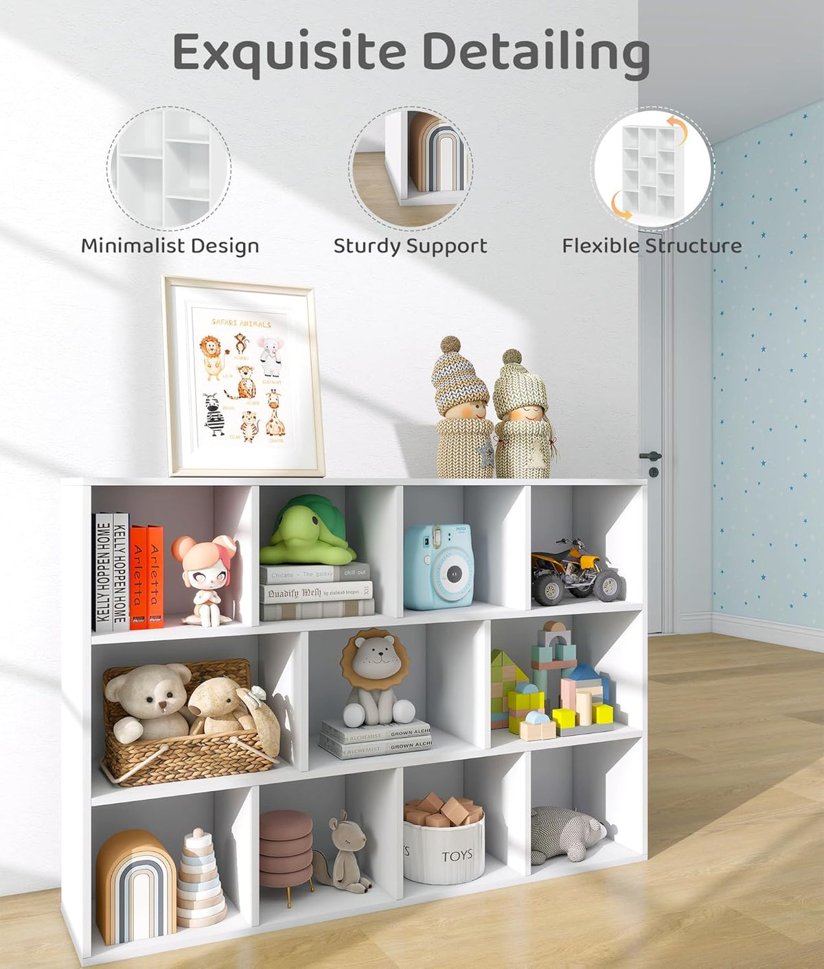 11 Cube White Kids Toy Storage Organizer & Bookshelf – Toy and Book Storage for Kids, Baby