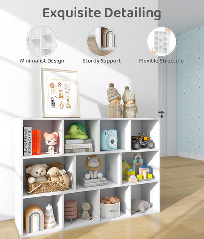 11 Cube White Kids Toy Storage Organizer & Bookshelf – Toy and Book Storage for Kids, Baby