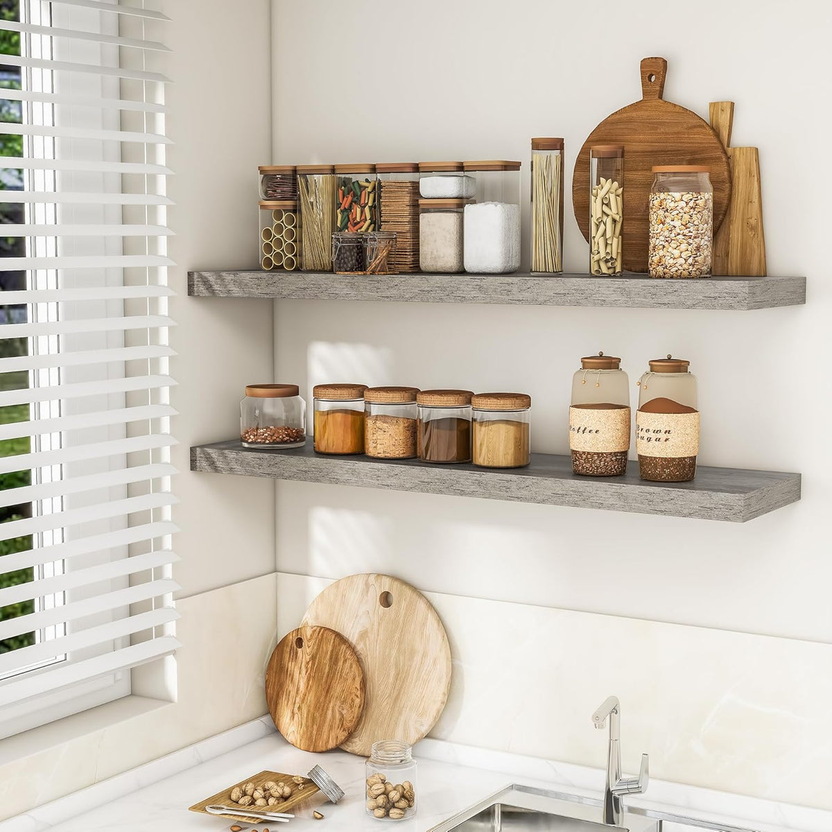 RICHFOCUS 48Inch Floating Shelves for Wall 1 Pack Shelves for Bedroom|Kitchen|Bathroom Wall Mounted