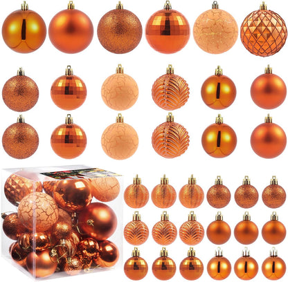LANGXUN 36pcs Copper Orange Christmas Tree Decorations Balls, Bolas De Navidad, 2025 Christmas