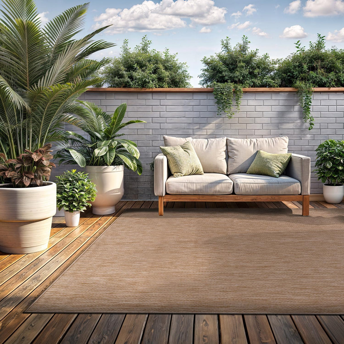 Washable Indoor Outdoor Rug 6x9 Weather Resistant Area Rugs Modern Solid Jute Rug for Porch Deck