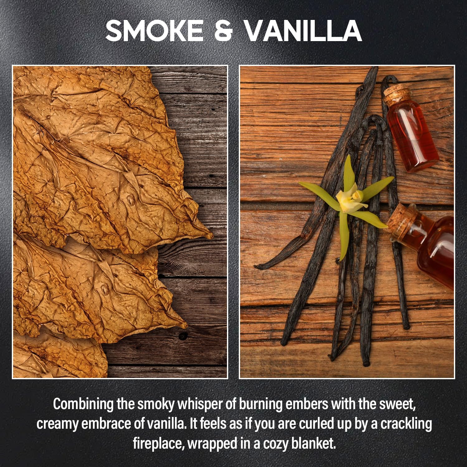 Smoke ＆ Vanilla Candle, 9oz Scented Candle for Men, Scented Candles for Home, Gifts for Men