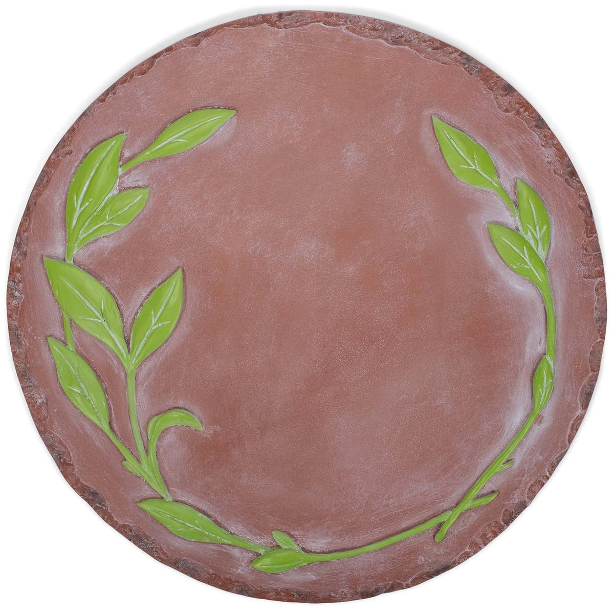 NAT & Jules Floral Laurel Wreath Leaves Pattern Dimensional Indoor Outdoor 12 inch Round Cast Resin