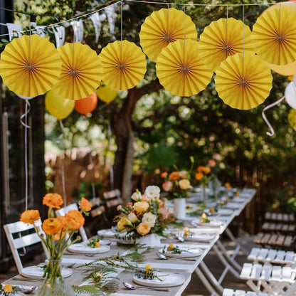 BARTHEW Yellow Birthday Decorations,DIY Yellow Paper Fans Hanging Decoration ,Party Supplies Party