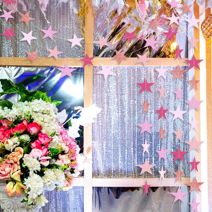 Patelai Glitter Star Garland Banner Decor 130 Feet Star Hanging Bunting Banner Twinkle Backdrop for
