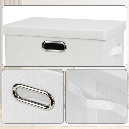 Medium 15" 21 Quart Collapsible Stackable Storage Bins with Lids, 1 Pack White Foldable Fabric