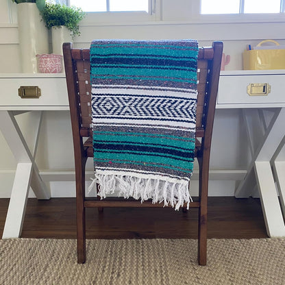 Del Mex Classic Mexican Blanket, Large Authentic Woven Falsa Throw (70"x50"), Artisan Southwest