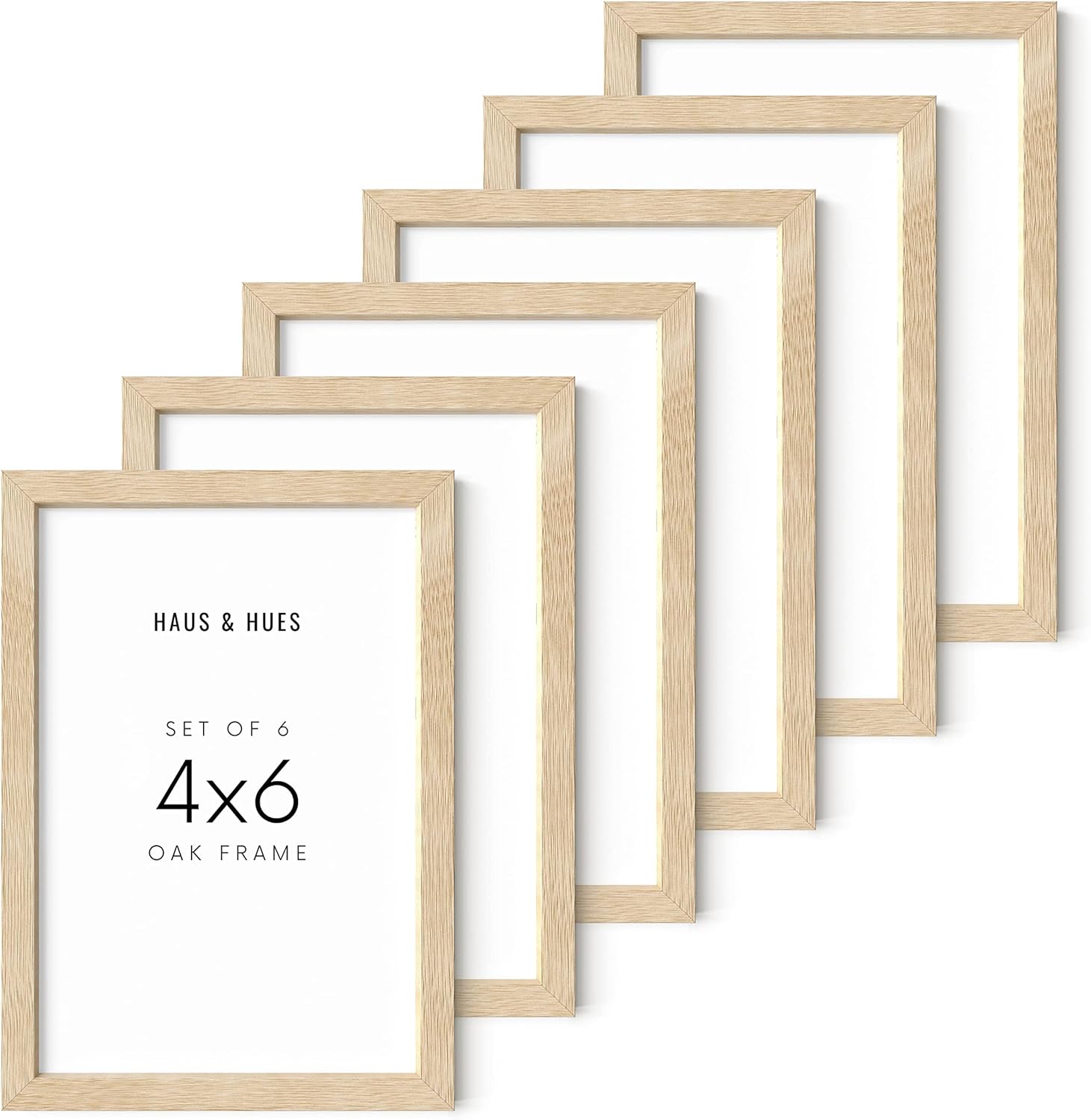 HAUS AND HUES Solid Oak Picture Frame Set - Beige Gallery Wall Frames, Tabletop Frames, Bulk Pack