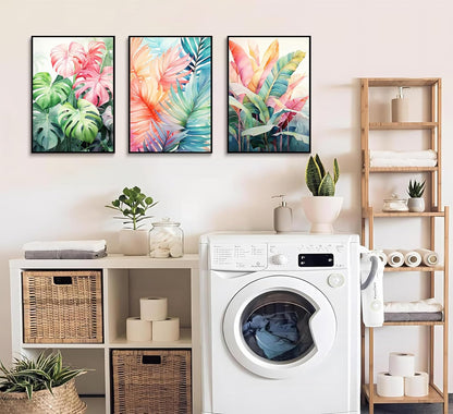 3pcs Tropical Botanical Canvas Wall Art Monstera Leaves Posters Botanical Prints Bohemian style
