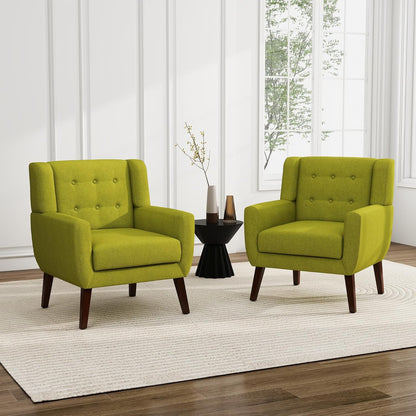 UIXE Accent Chairs Set of 2, Modern Upholstered Arm Chair, Mid-Century Club Armchair Comfy Single