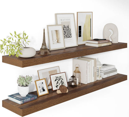 Wide Floating Shelves for Wall 12 Inch Deep, 48" X 12" X 2" Floating Shelf, 2 Inch Thick Shelf for
