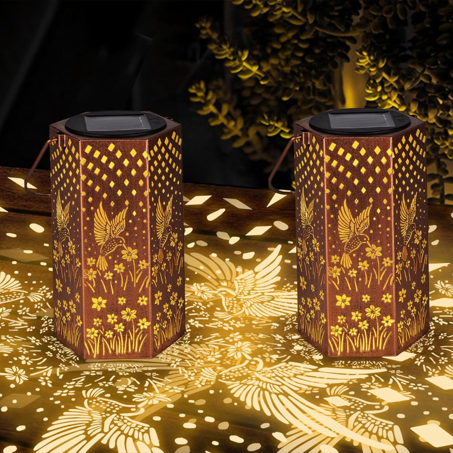 4 Pack Hummingbird Solar Lanterns Outdoor Waterproof - Birthday Gifts for Women, Men, Mom, Solar