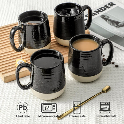 Hasense Ceramic Coffee Mugs Set, 15 oz Large Coffee Cups Set of 4, Tea Cups with Handle for Men and