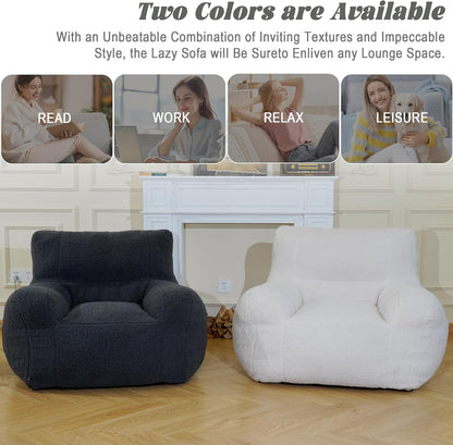 Giant Bean Bag Chair, Lambswool Bean Bag Chair for Adults, Eco-Friendly Filling Soft Bean Bag