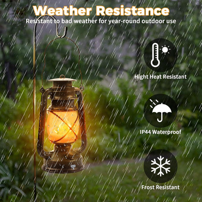 2 Pack Bronze Vintage 4 Modes Light LED Lanterns，Rechargeable Dancing Flame Lanterns Decorative