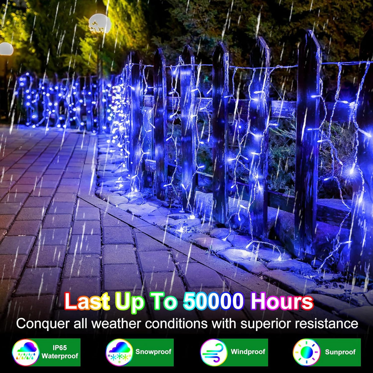 792 LED Christma Lights with 176 Drops, 82ft Outdoor Hanging lights with 8 Modes & Timer Memory