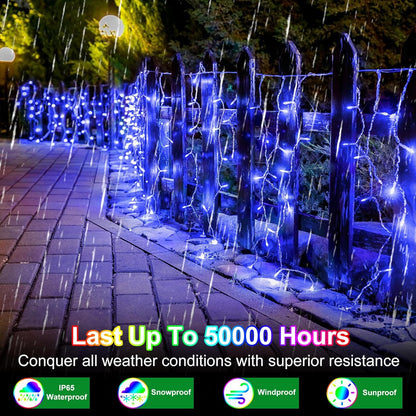 792 LED Christma Lights with 176 Drops, 82ft Outdoor Hanging lights with 8 Modes & Timer Memory