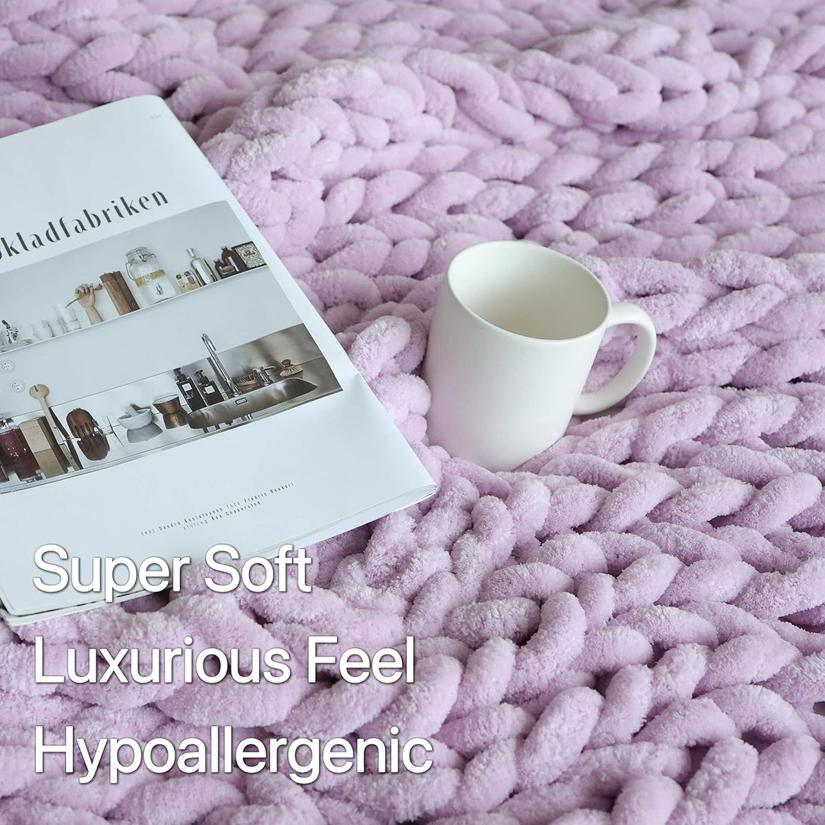 Maetoow Chenille Chunky Knit Blanket Throw （40×50 Inch）, Handmade Warm & Cozy Blanket Couch, Bed