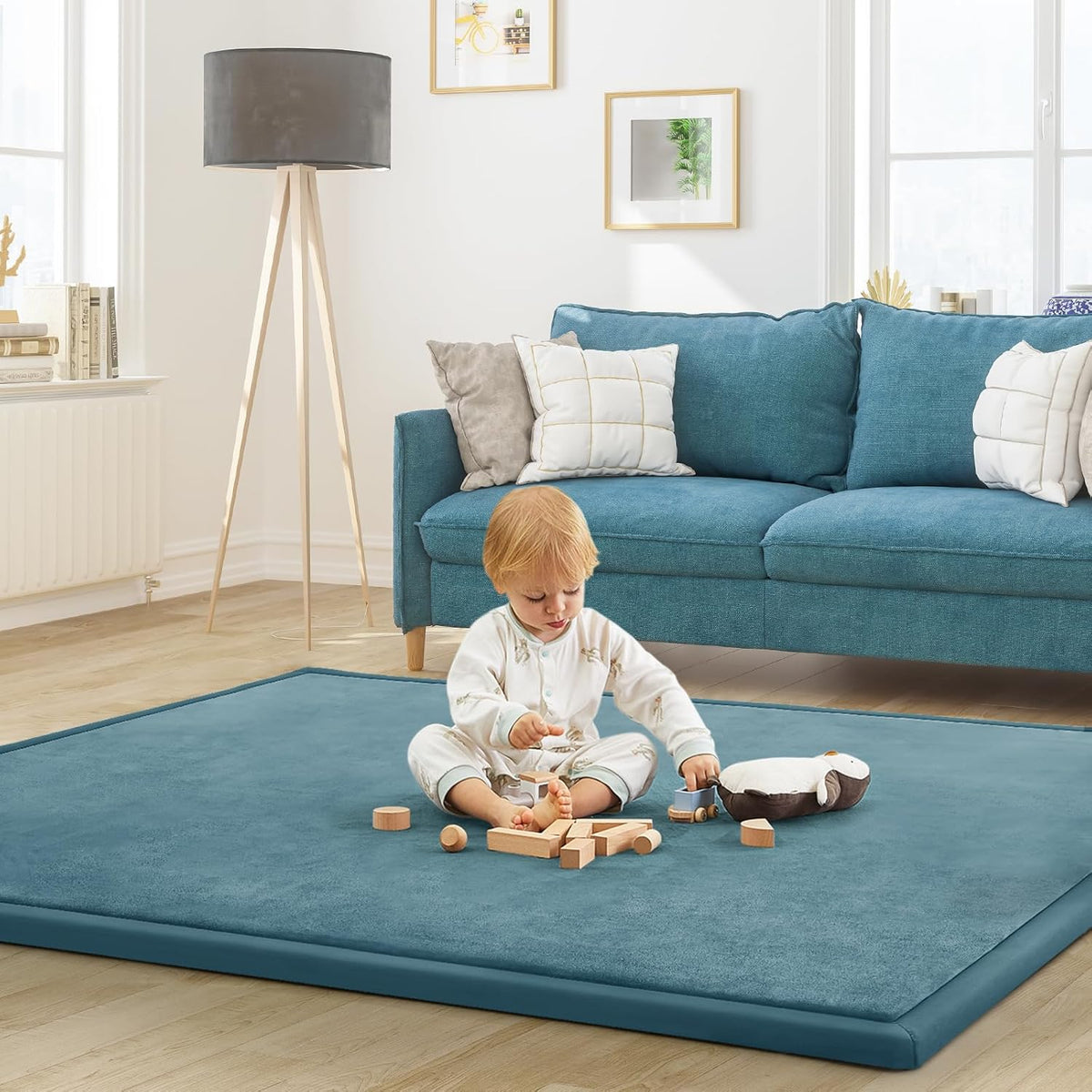 Baby Play Mat for Floor Tummy Time Mat Nursery Rug Muscle Area Playroom Rug Tatami 79"x118" Memory
