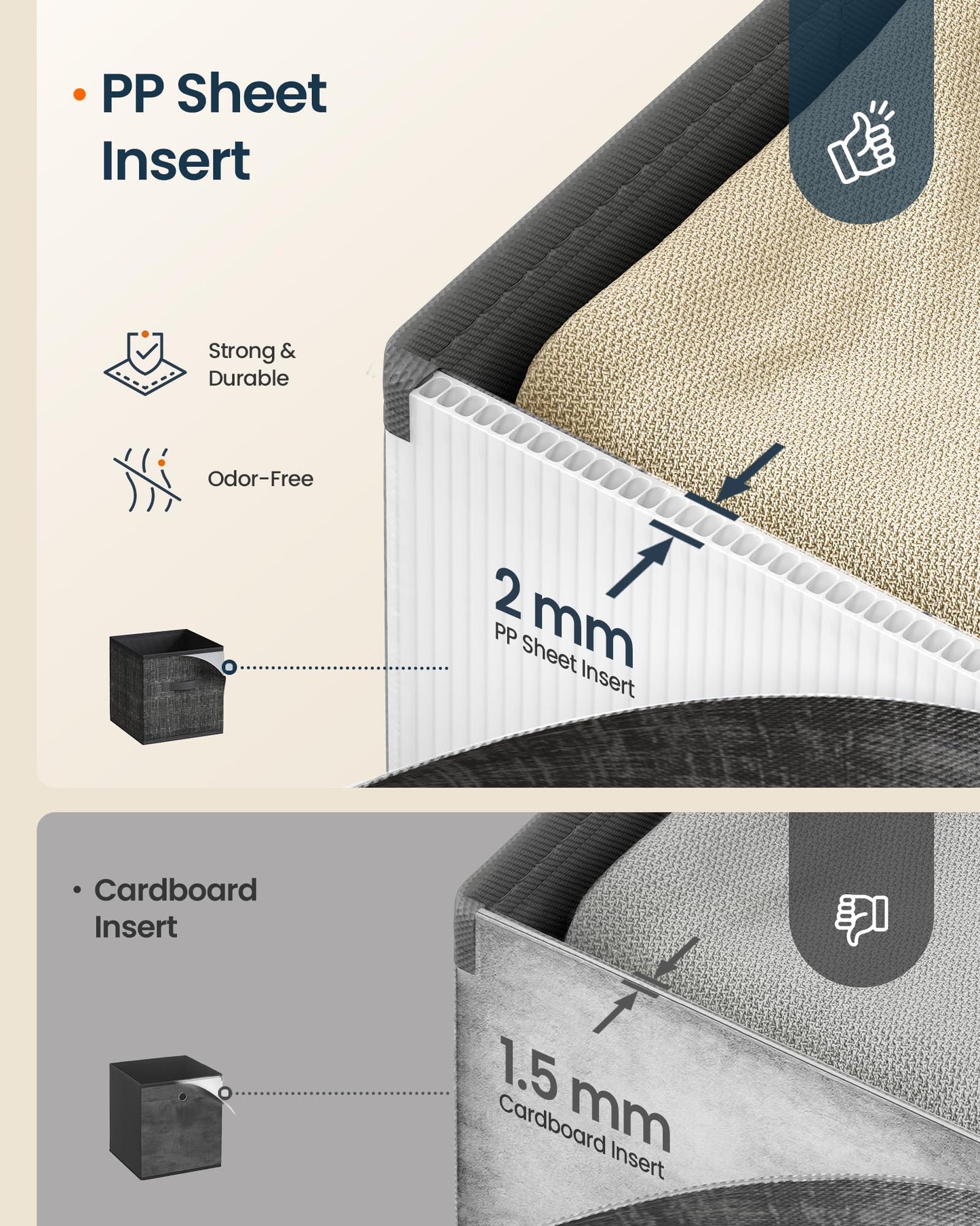 SONGMICS HOME Foldable Storage Cubes Set of 10, Fabric Shelf Organizer Bins with Handles, Closet