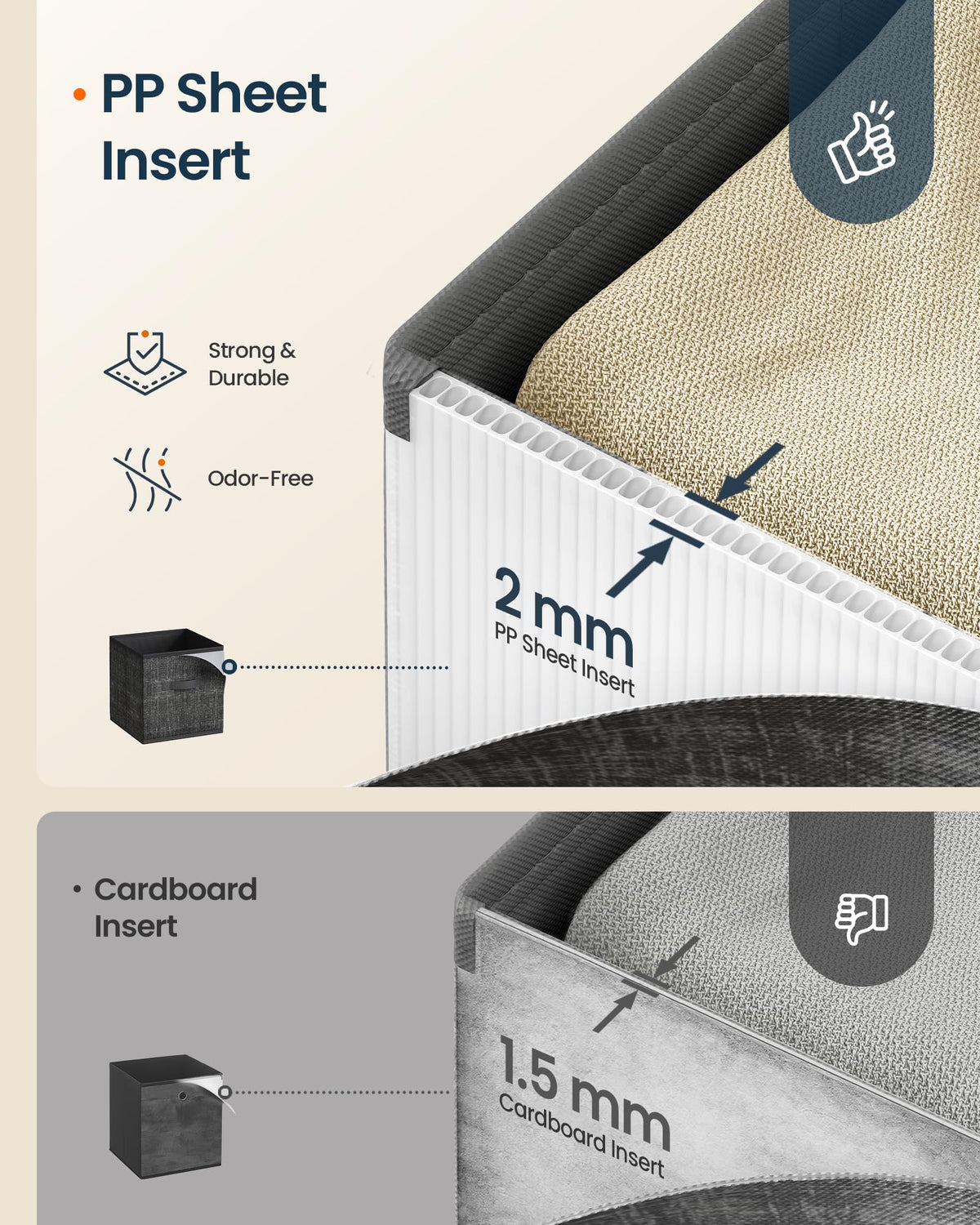 SONGMICS HOME Foldable Storage Cubes Set of 8, Fabric Shelf Organizer Bins with Handles, Closet