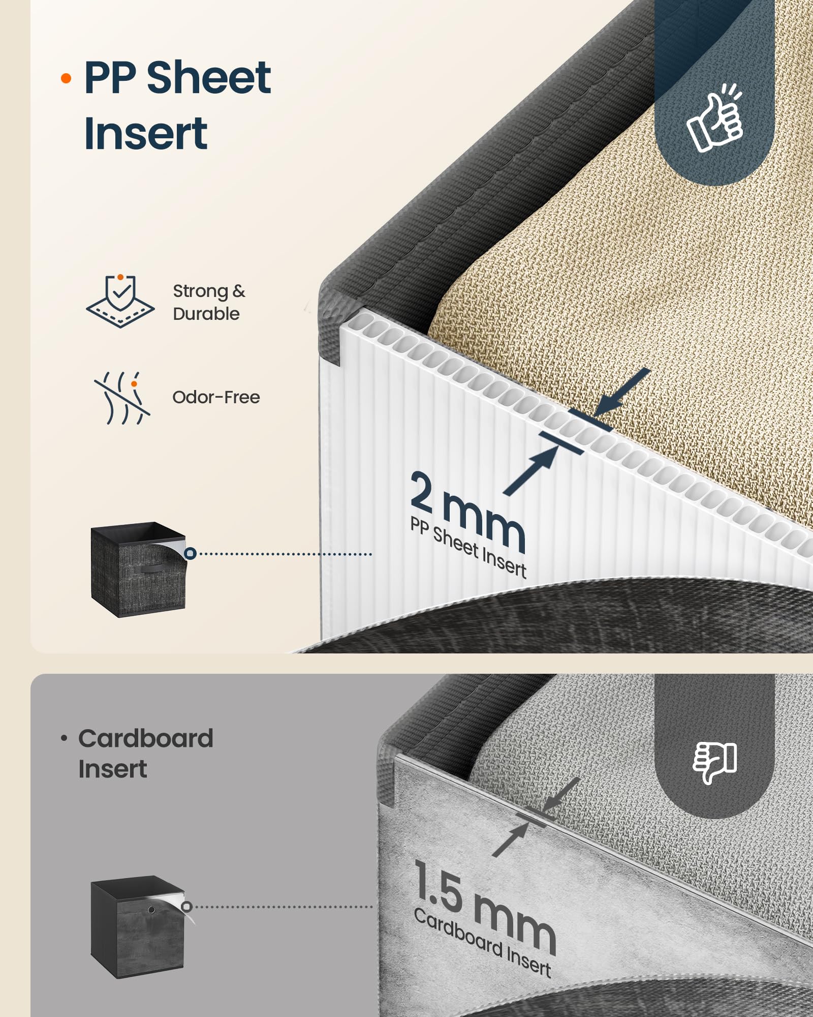 SONGMICS HOME Foldable Storage Cubes Set of 8, Fabric Shelf Organizer Bins with Handles, Closet
