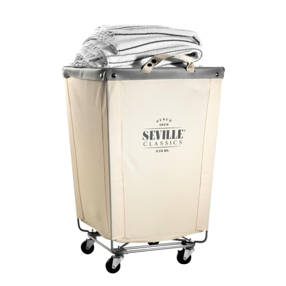 Seville Classics Large Commercial Heavy Duty Rolling Steel Frame Laundry Hamper Canvas Cart Bin, w/