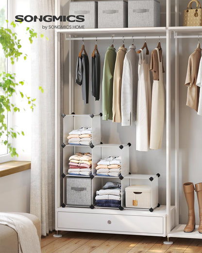 SONGMICS 6 Cube Storage Organizer, DIY Closet Shelf, Plastic Clothes Organizer, Modular Bookcase