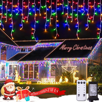 JMEXSUSS 400 LED 38.8Ft Icicle Christmas Lights With Remote - Outdoor Multicolor String Lights Plug