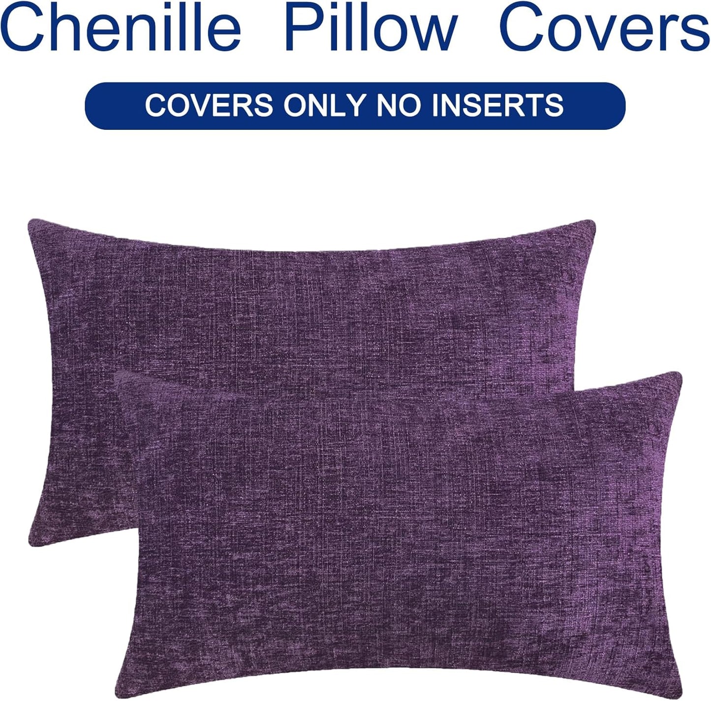 CaliTime Throw Pillow Covers Decorative 12 X 20 Inches Pack of 2 Cozy Chenille Cushion Cases for