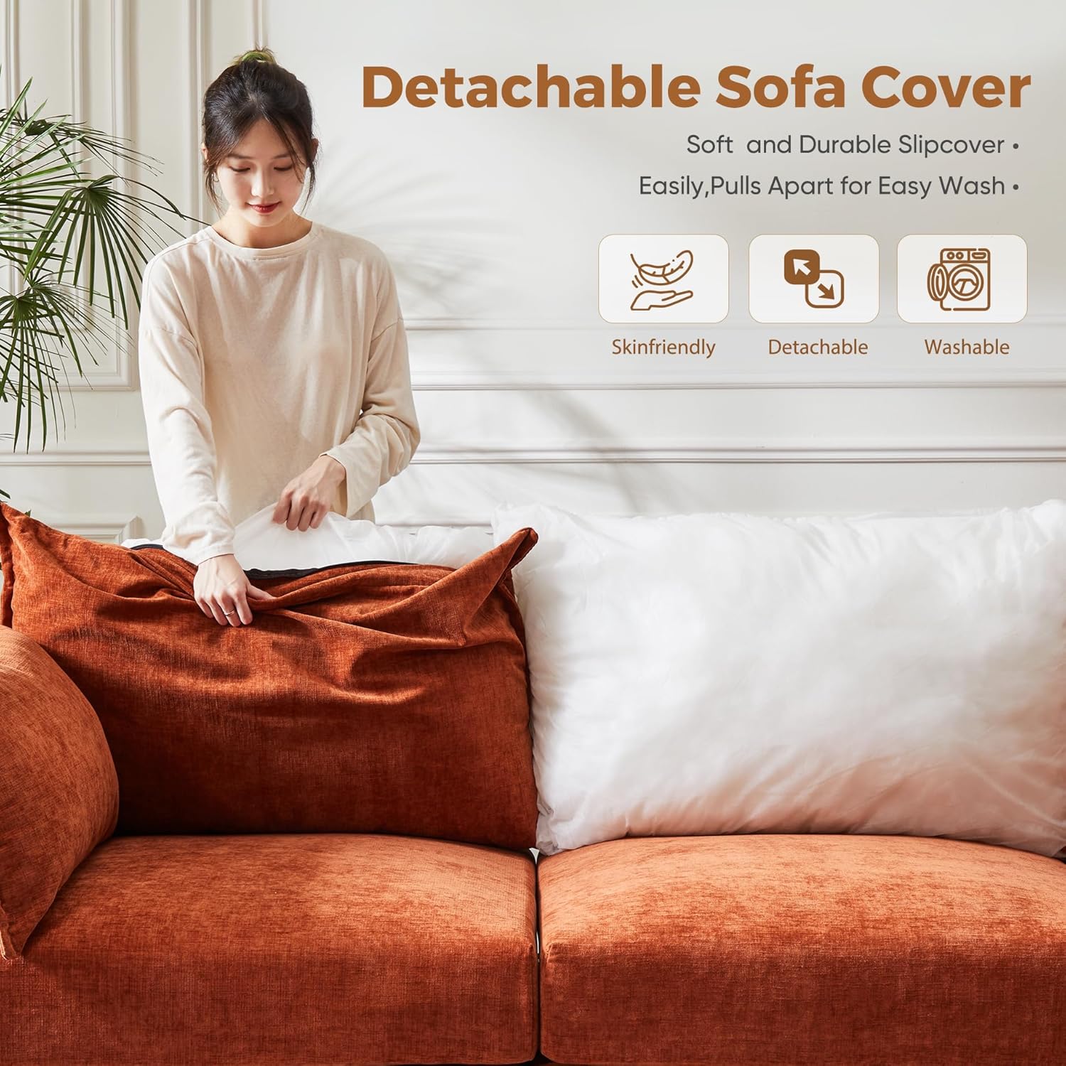 166.6" Oversized Modular Sectional Sofa, U Shaped Convertible Couch with Movable Ottoman, Large 8