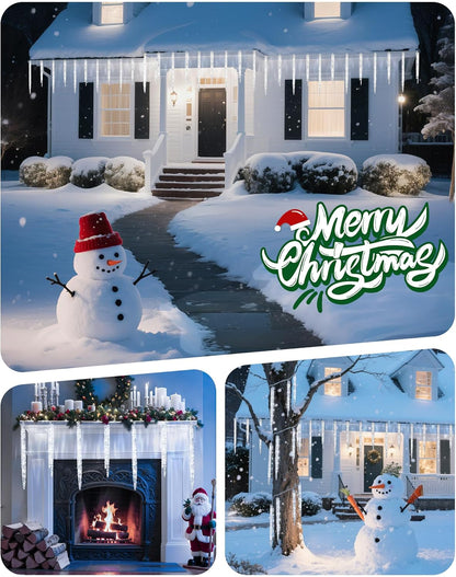 Minetom Christmas Icicle Lights - 2 Pack Total 200 LED 40 Tubes Twinkling Crystal Icicle String