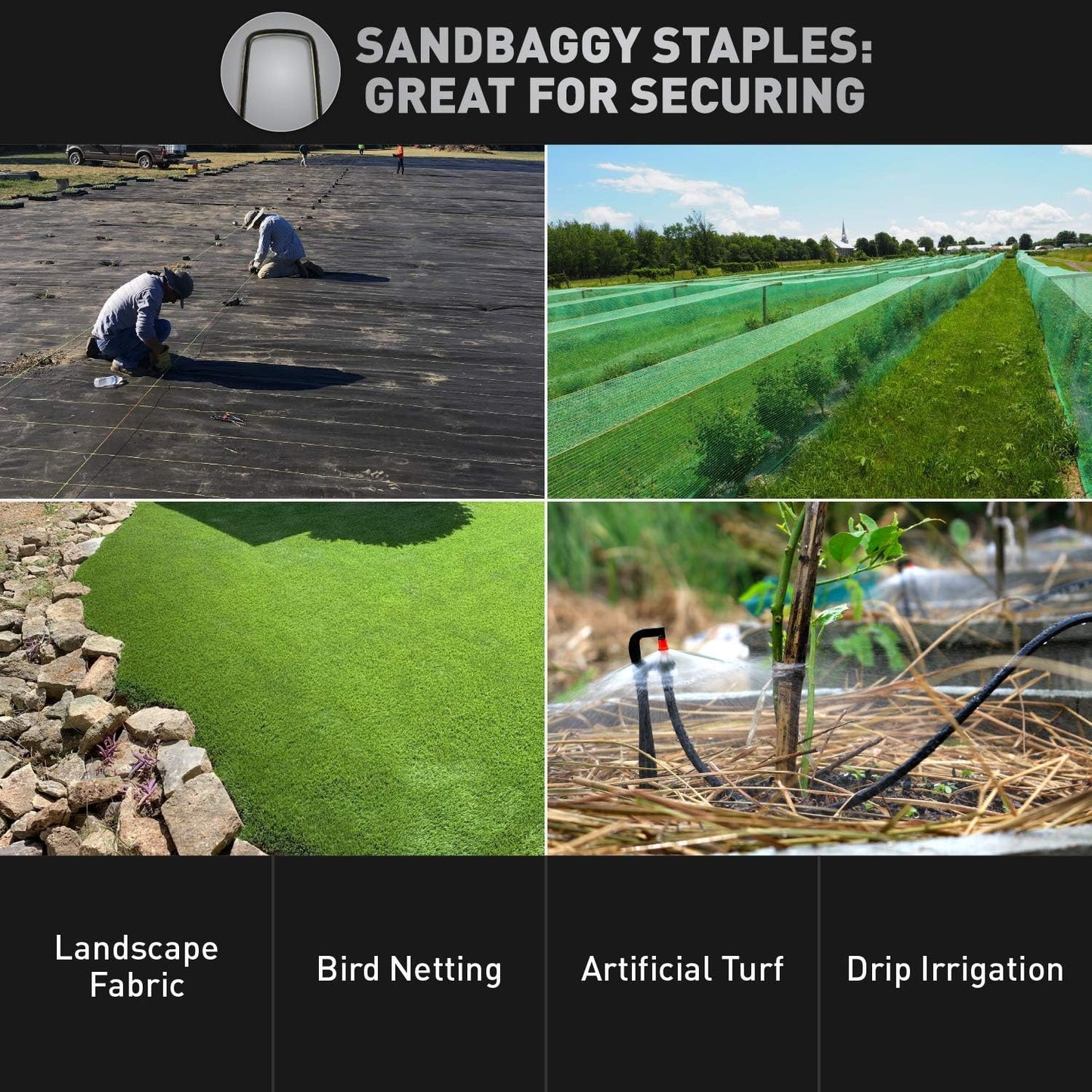 Sandbaggy 500-Count 6-Inch Galvanized Landscape Staples - SOD Garden Stakes ~ Trusted by Farmers &