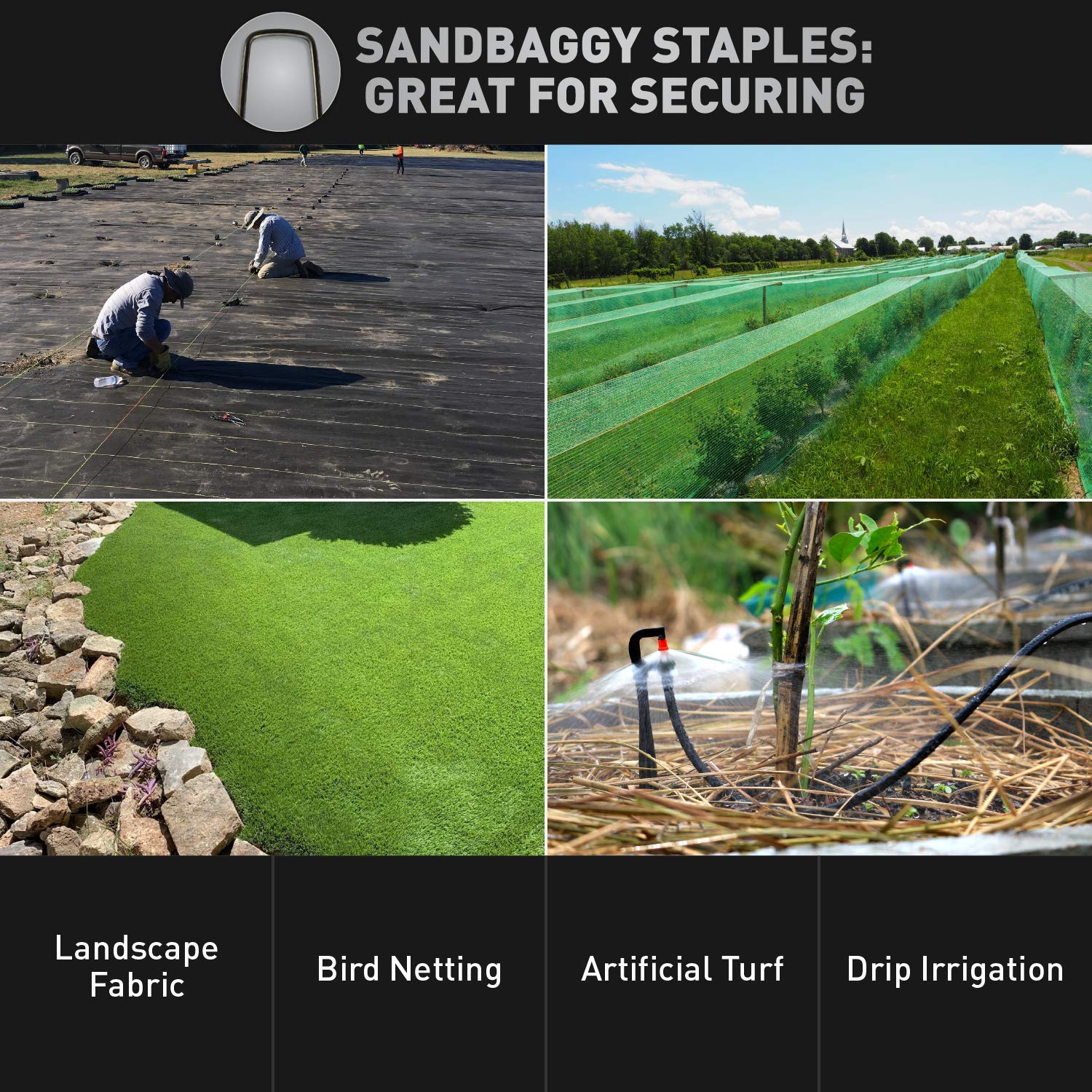 Sandbaggy 1000 Count 6" Landscape Staples | Industrial Grade 11 Gauge Steel | Great for Securing