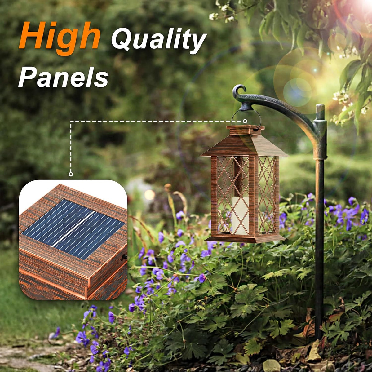Solar Lanterns Outdoor, Waterproof Garden Hanging Lanterns,13" Outdoor Decorative Lantern with LED