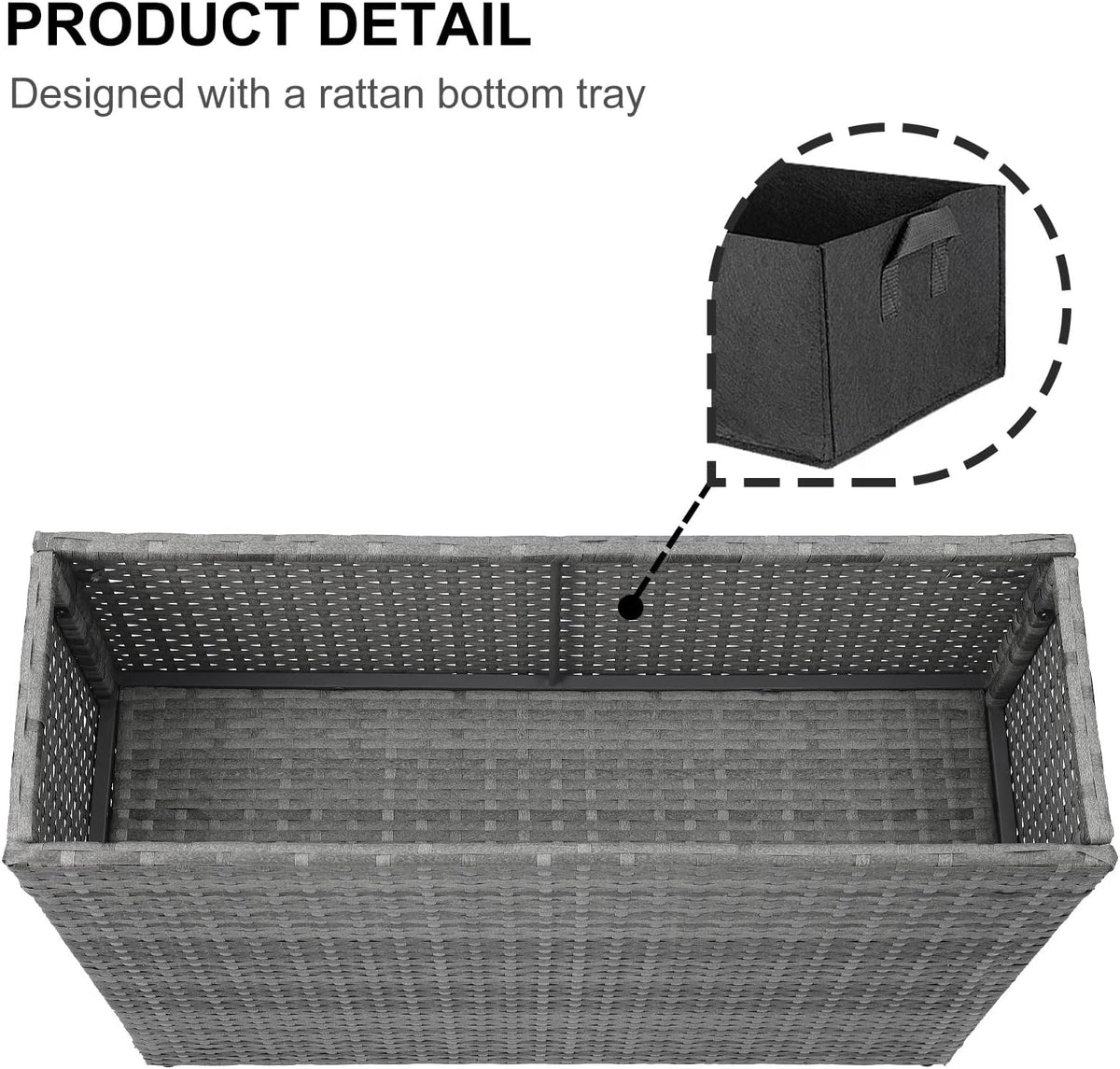 SUNNYPARK Tall Rectangular Planter with Removable Liner, All-Weather PE Rattan Large Modern