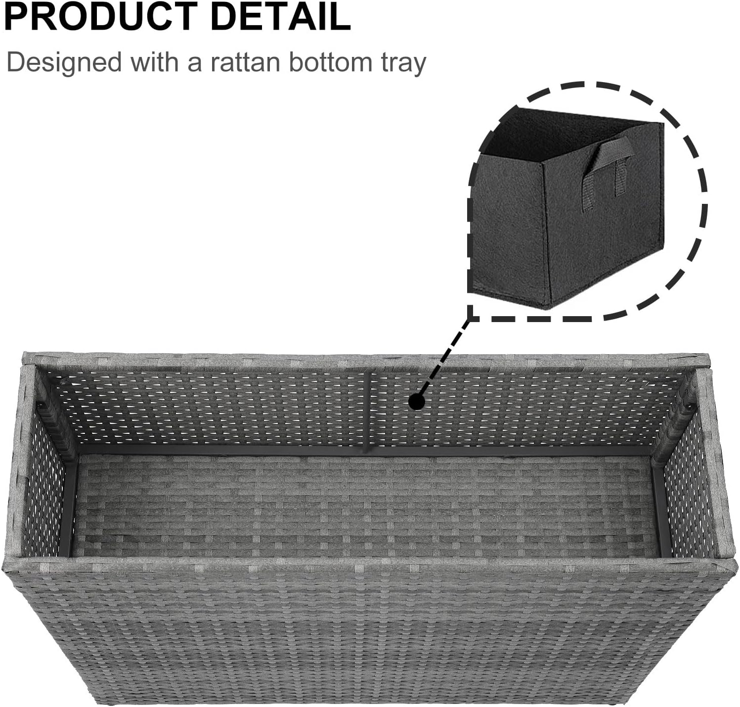 SUNNYPARK Tall Rectangular Planter with Removable Liner, All-Weather PE Rattan Large Modern